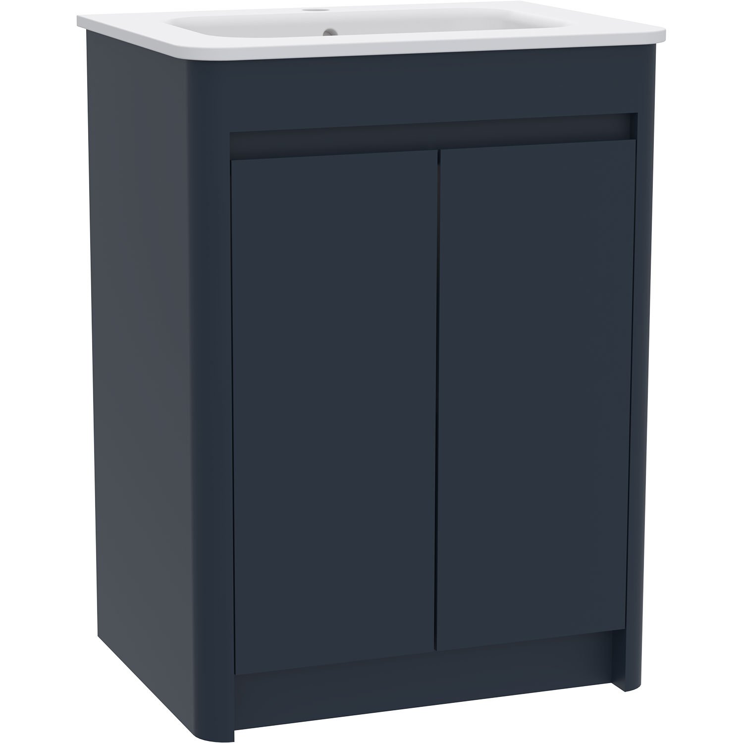 Calypso Sora 2 Door Wall Hung Vanity Unit With Alesso Cast Marble White Basin – 600mm Wide – 1 TH - Adriatic Blue