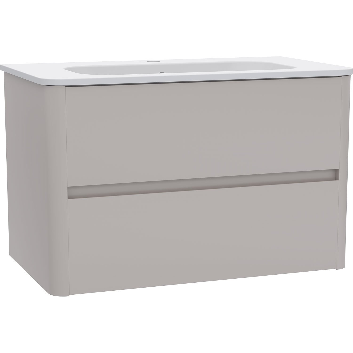Calypso Sora 2 Drawer Wall Hung Vanity Unit With Averno Ceramic White Basin – 800mm Wide – 1 TH - Portland Stone