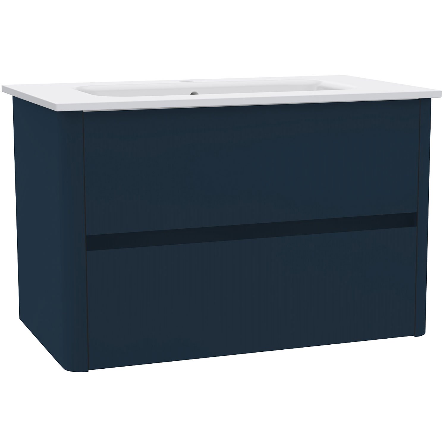 Calypso Sora 2 Drawer Wall Hung Vanity Unit With Averno Ceramic White Basin – 800mm Wide – 1 TH - Adriatic Blue