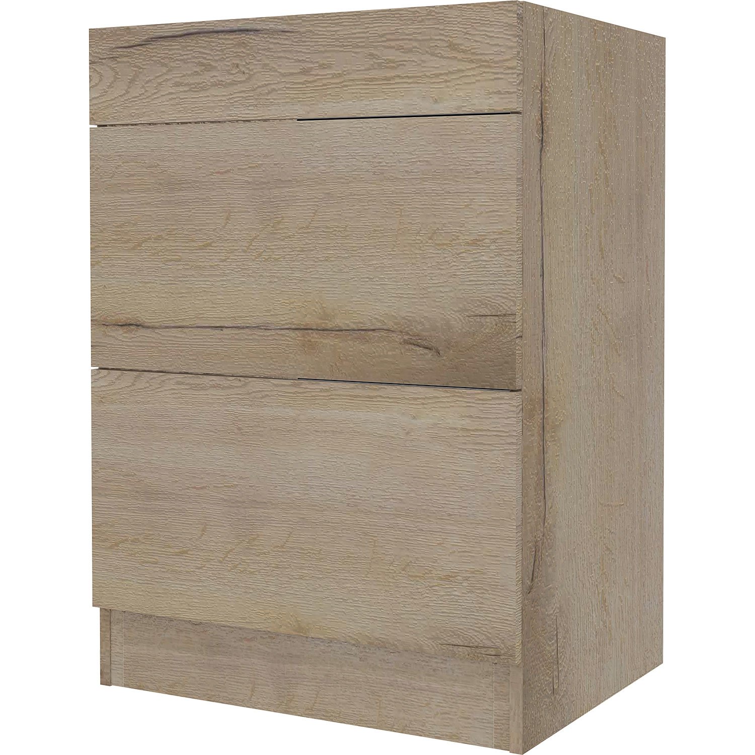 Calypso Aurelia 2 Drawer Floor Standing Vanity Unit With Ceramic Basin – 590mm Wide – 1 TH - Light English Oak