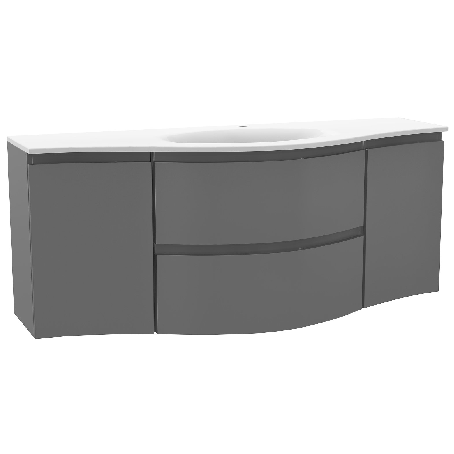 Calypso Levanto 2 Door And 2 Drawer Wall Hung Vanity Unit With Black Glass Basin – 1375mm Wide – 1 TH - Moonstone