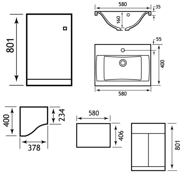 Eastbrook Oslo 3 Door Floor Standing Corner Cupboard With Combination Unit - 958mm Wide - 1 Tap Hole - White - Image 2