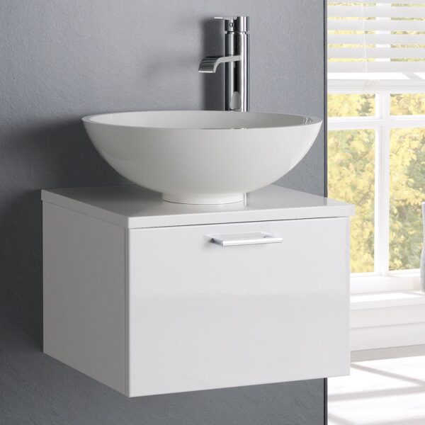 Eastbrook Sorrento 1 Drawer Wall Hung Unit with Basin - 450mm Wide - White