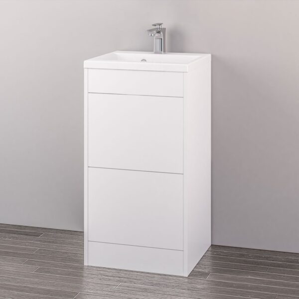 Eastbrook Oslo 2 Push Drawer Floor Standing Vanity Unit with Basin - 1 Tap Hole - White