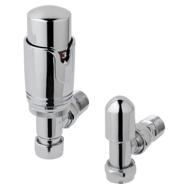 Eastbrook Biava Thermostatic Angled Radiator Valve And Lock Shield