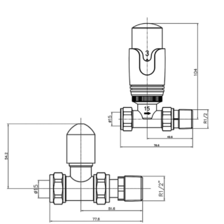 Eastbrook Biava Thermostatic Straight Radiator Valve And Lock Shield - Image 2