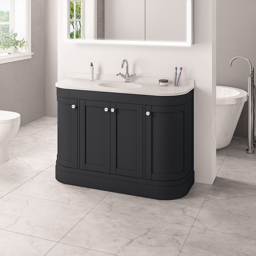 Eastbrook Hardwick 4 Door Floor Standing Vanity Unit With Basin – 1200mm Wide – 1 Tap Hole - Matt Anthracite