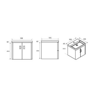 Eastbrook Cavone 2 Door Wall Hung Vanity Unit With Basin - 500mm Wide - 1 Tap Hole - Image 2