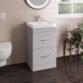 Eastbrook Cavone 2 Drawer Floor Standing Vanity Unit With Basin - 600mm Wide - 1 Tap Hole - Matt Grey - Image 2