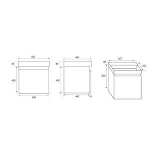Eastbrook Gravina 1 Drawer Wall Hung Vanity Unit With Basin - 600mm Wide - 1 Tap Hole - Image 2
