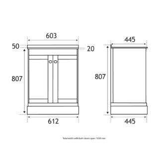 Eastbrook Hardwick 2 Door Floor Standing Vanity Unit With Basin - 1 Tap Hole - Colbalt Blue - Image 3