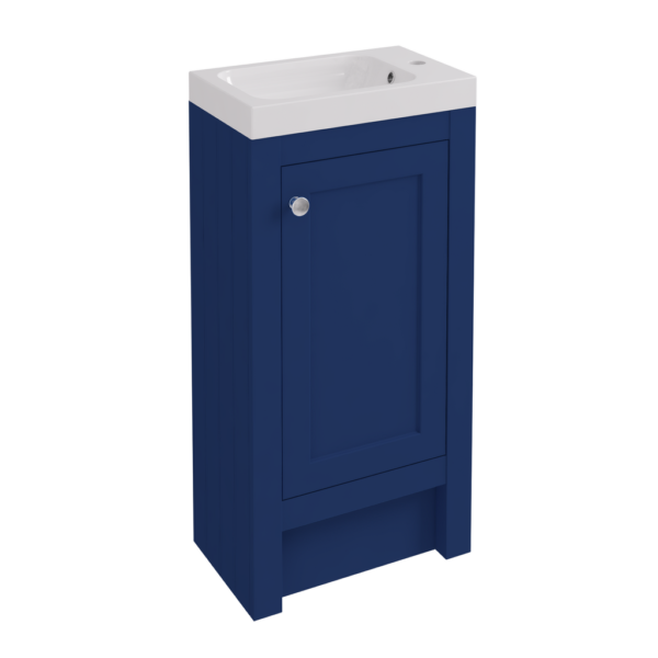 Eastbrook Hardwick 1 Door Floor Standing Vanity Unit With Basin - 390mm Wide - 1 Tap Hole - Colbalt Blue