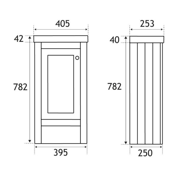 Eastbrook Hardwick 1 Door Floor Standing Vanity Unit With Basin - 390mm Wide - 1 Tap Hole - Colbalt Blue - Image 2