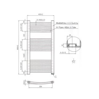 Eastbrook Wendover Curved Heated Towel Rail - Chrome - Image 31
