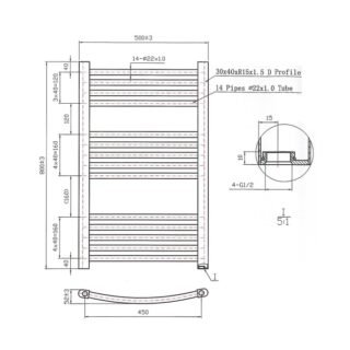 Eastbrook Wendover Curved Heated Towel Rail - Chrome - Image 32