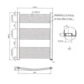 Eastbrook Wendover Curved Heated Towel Rail - Chrome - Image 33