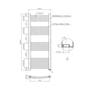 Eastbrook Wendover Curved Heated Towel Rail - Chrome - Image 35