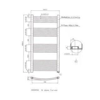 Eastbrook Wendover Curved Heated Towel Rail - Chrome - Image 36