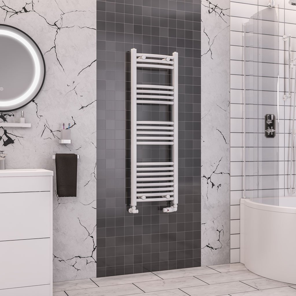 Eastbrook Wendover Curved Heated Towel Rail – White - 1200mm x 400mm