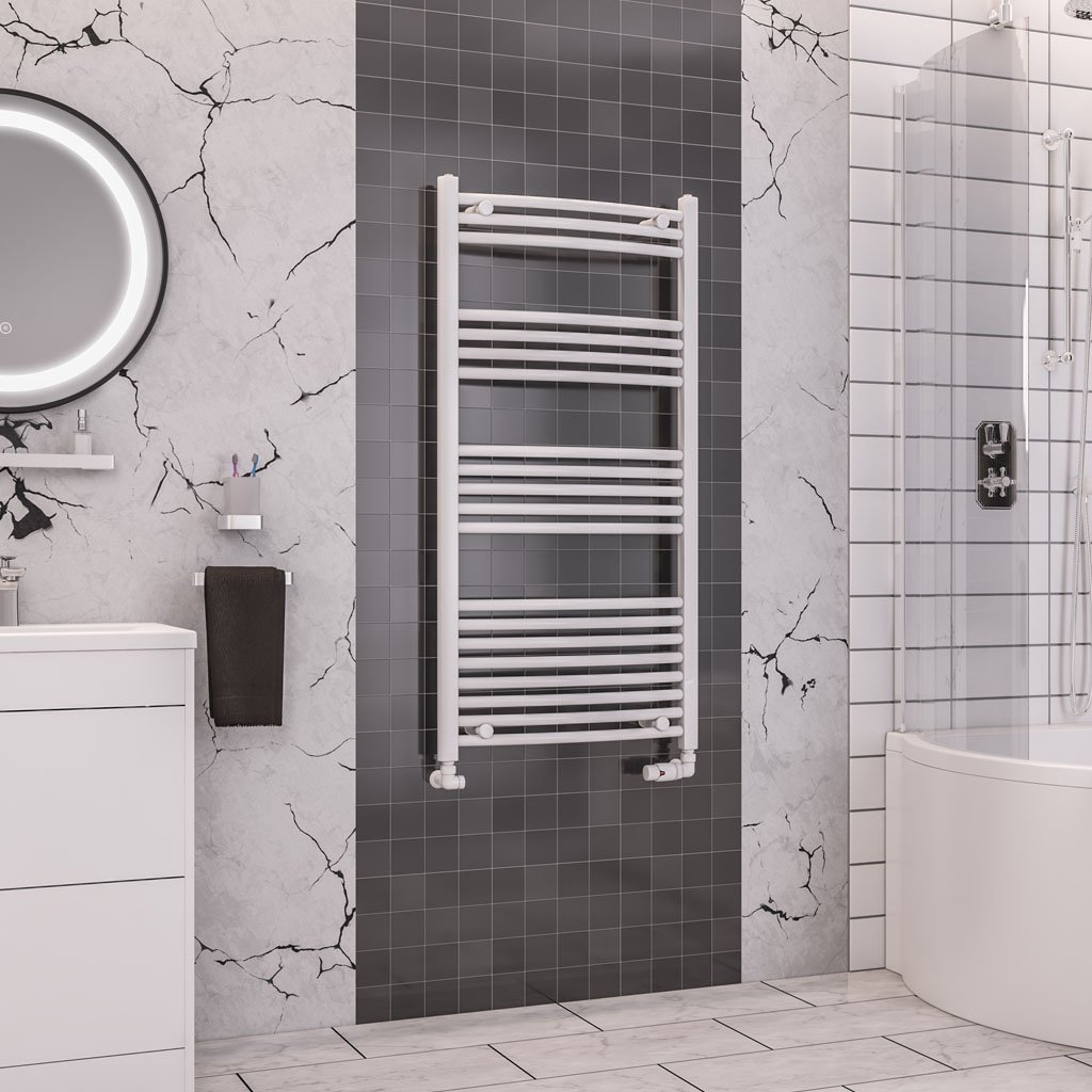 Eastbrook Wendover Curved Heated Towel Rail – White - 1200mm x 600mm