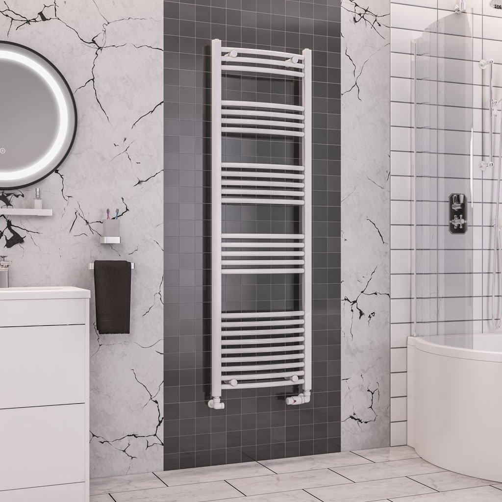 Eastbrook Wendover Curved Heated Towel Rail – White - 1600mm x 500mm