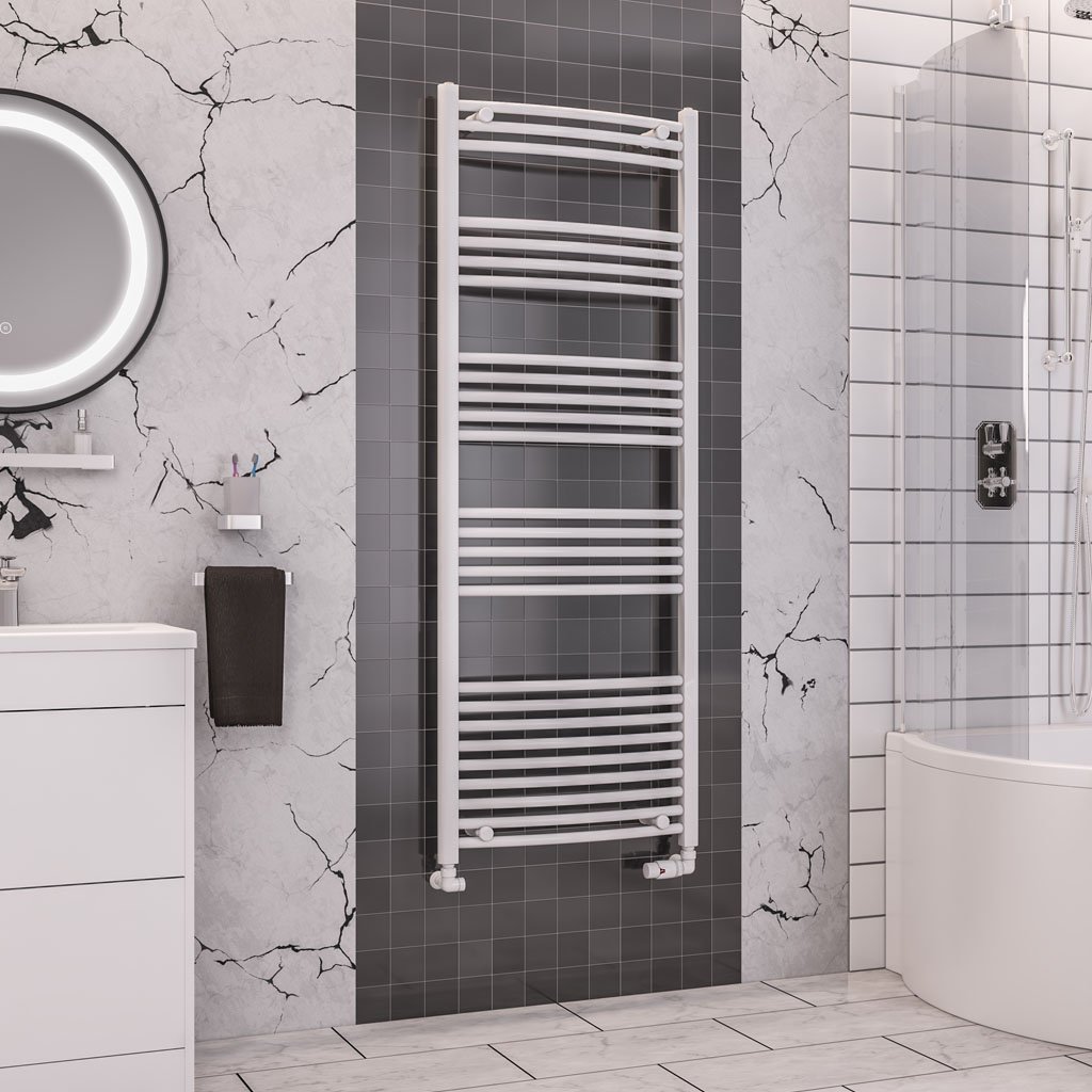 Eastbrook Wendover Curved Heated Towel Rail – White - 1600mm x 600mm