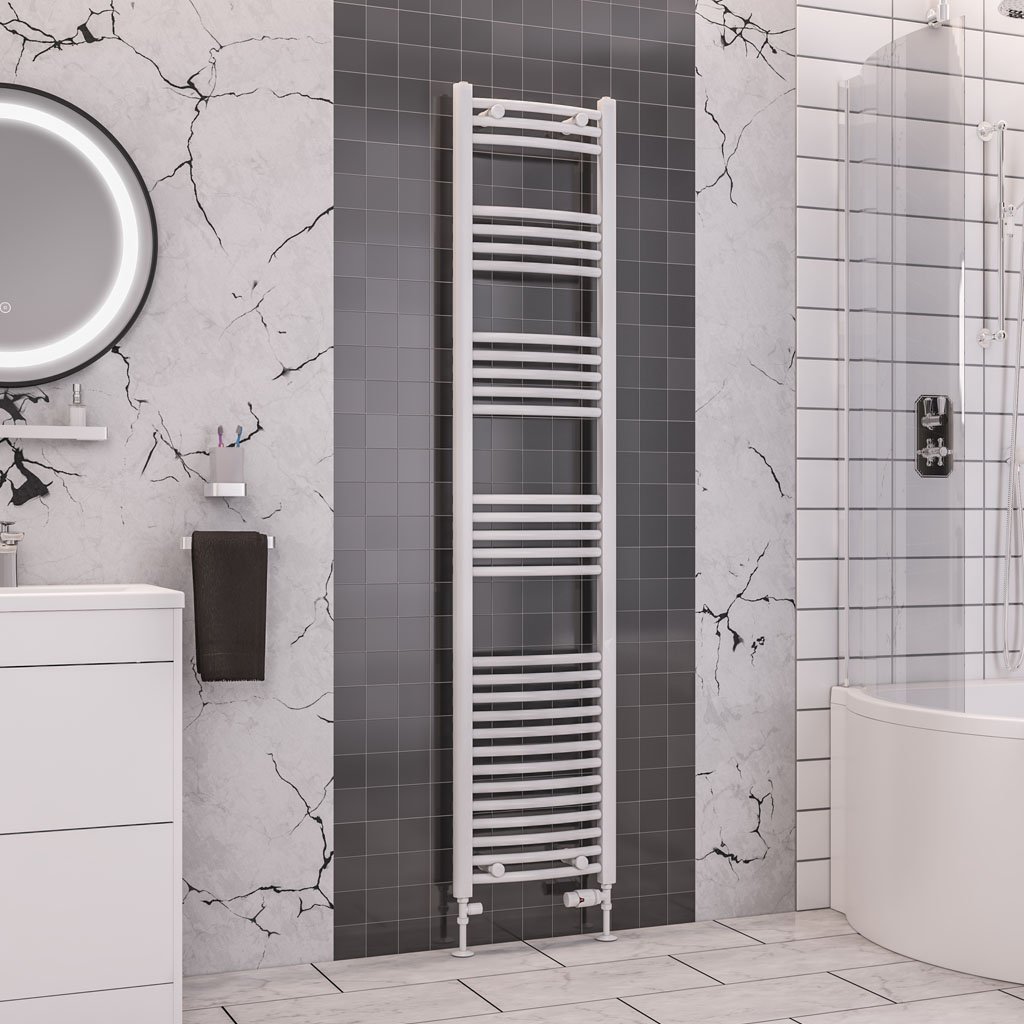 Eastbrook Wendover Curved Heated Towel Rail – White - 1800mm x 400mm