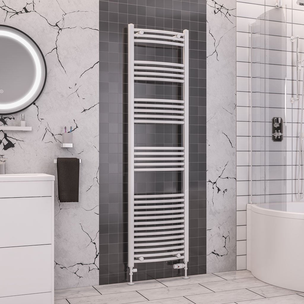 Eastbrook Wendover Curved Heated Towel Rail – White - 1800mm x 500mm