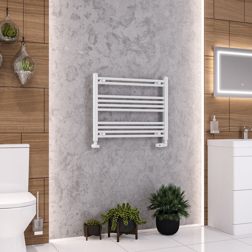 Eastbrook Wendover Straight Heated Towel Rail – White - 600mm x 750mm