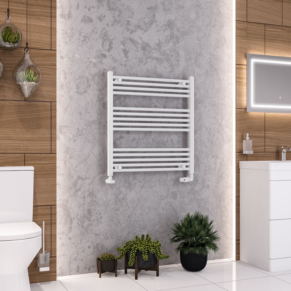 Eastbrook Wendover Straight Heated Towel Rail – White - 800mm x 750mm