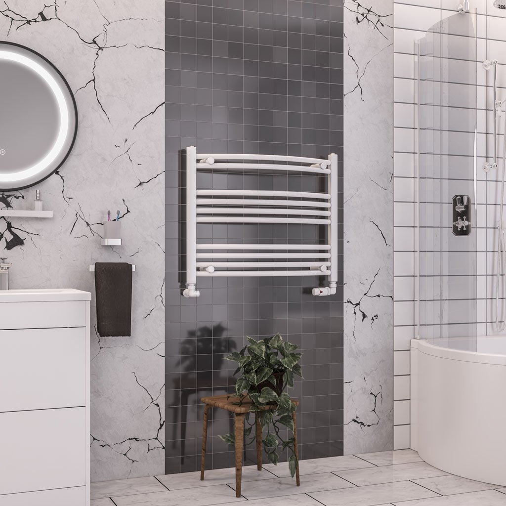 Eastbrook Wendover Curved Heated Towel Rail – White - 600mm x 750mm