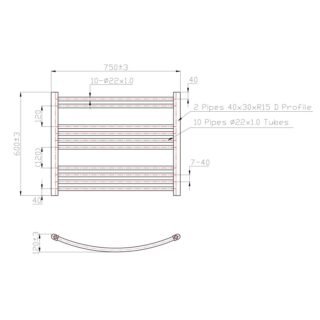 Eastbrook Wendover Curved Heated Towel Rail - Chrome - Image 30