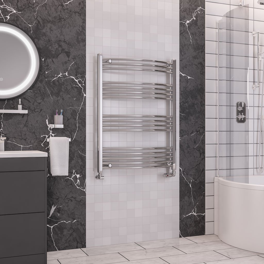 Eastbrook Wendover Curved Heated Towel Rail – Chrome - 1000mm X 750mm