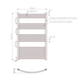 Eastbrook Wendover Curved Heated Towel Rail - Chrome - Image 42