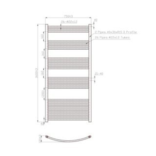 Eastbrook Wendover Curved Heated Towel Rail - Chrome - Image 46