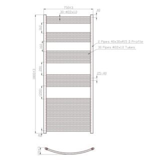 Eastbrook Wendover Curved Heated Towel Rail - Chrome - Image 50