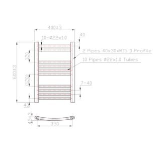 Eastbrook Wendover Curved Heated Towel Rail - Chrome - Image 4