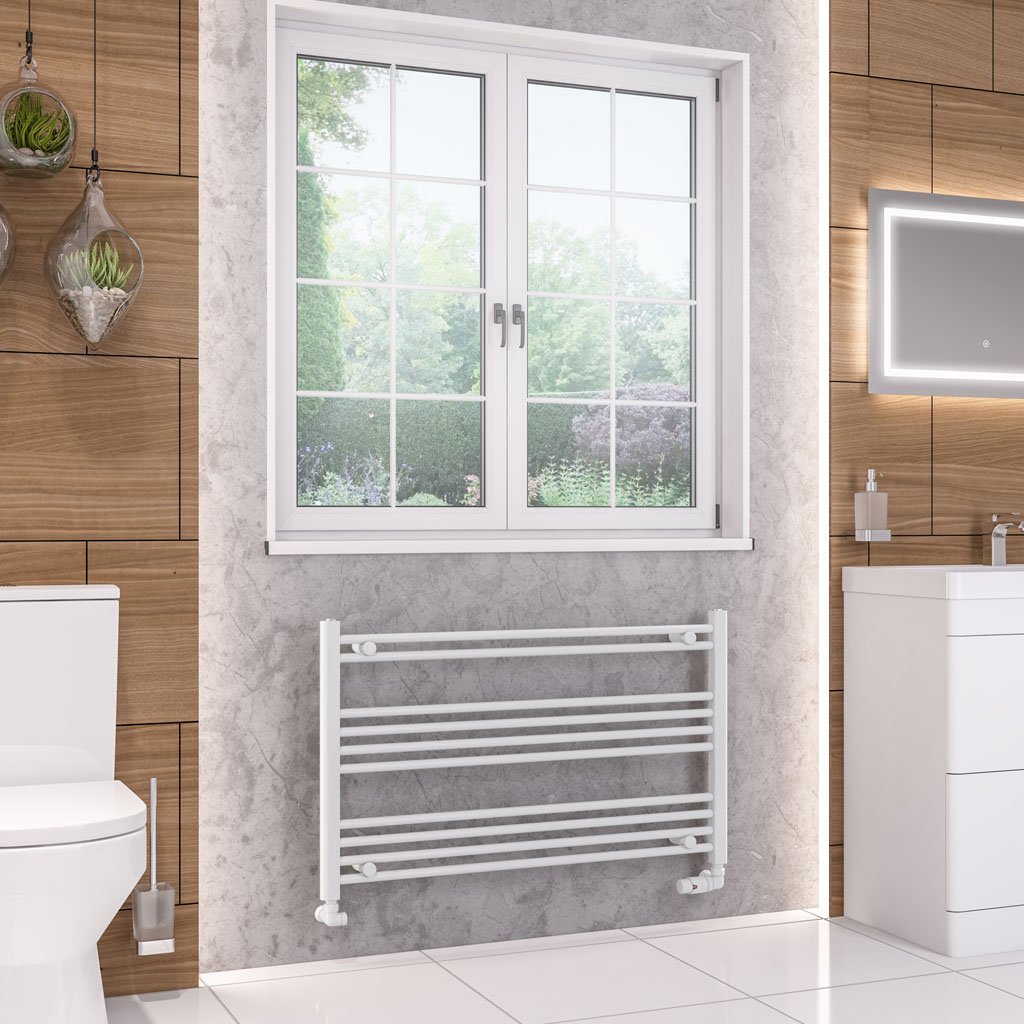 Eastbrook Wendover Straight Heated Towel Rail – White - 600mm x 1000mm