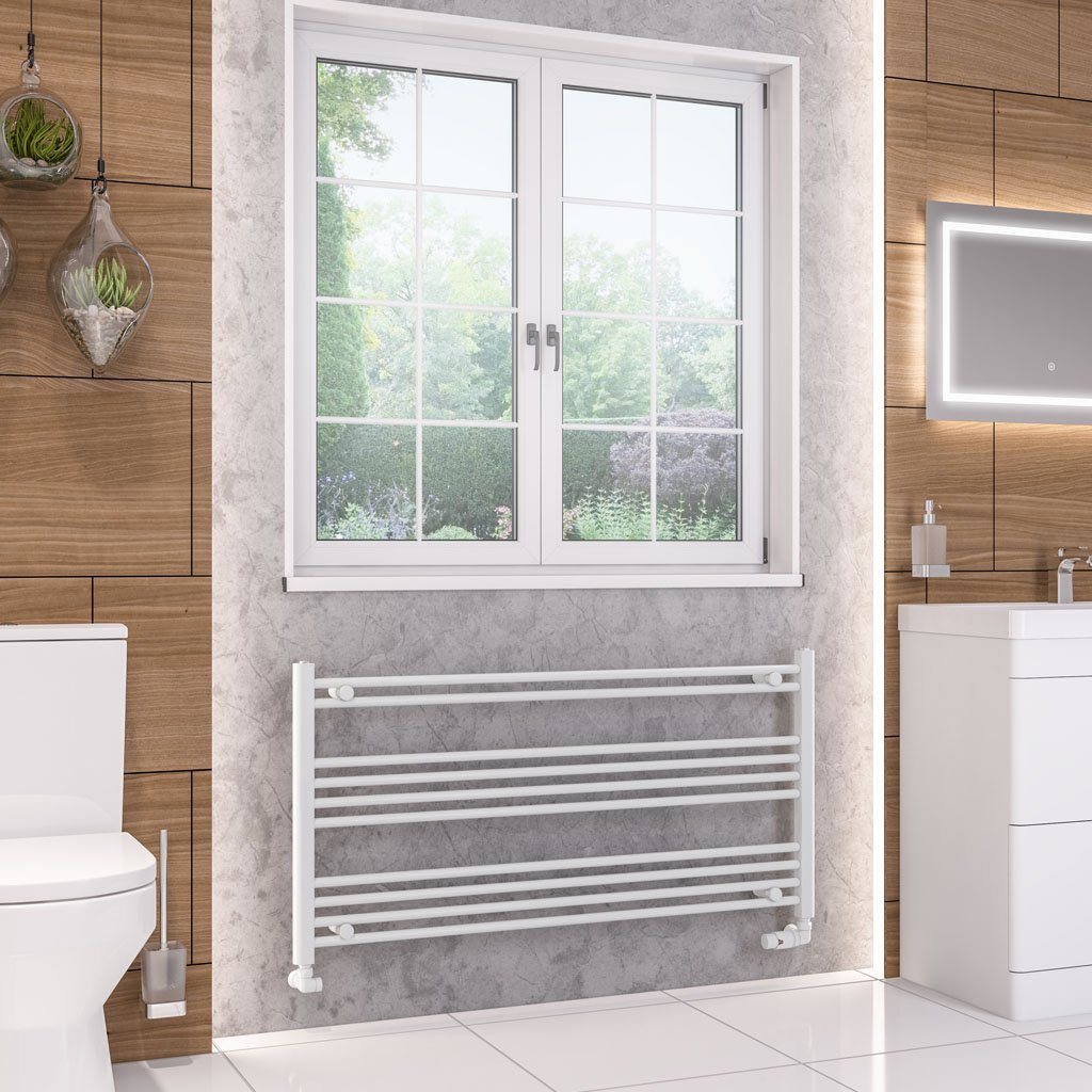 Eastbrook Wendover Straight Heated Towel Rail – White - 600mm x 1200mm