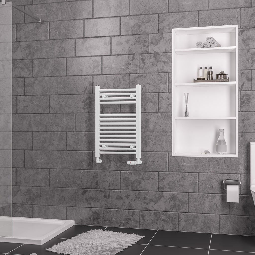 Eastbrook Biava Multirail Straight Heated Towel Rail – Gloss White - 688mm x 450mm