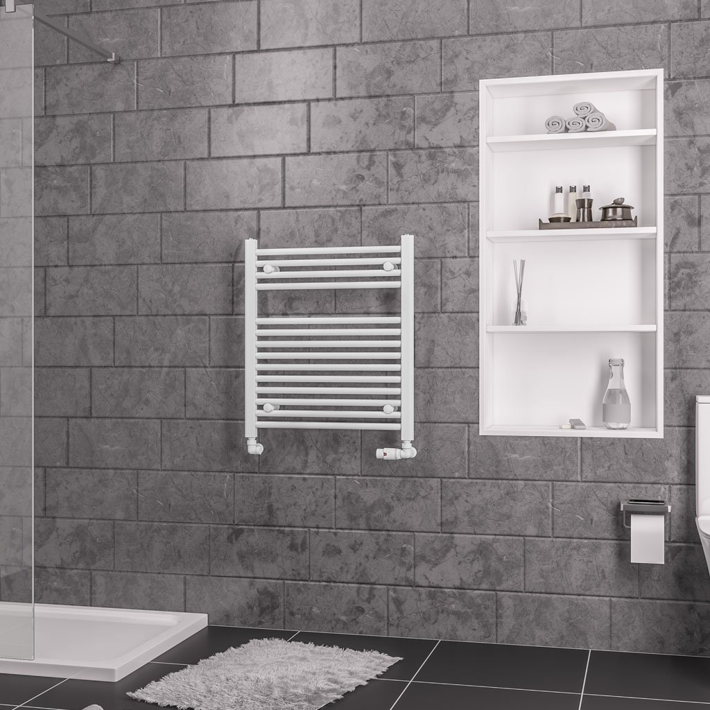 Eastbrook Biava Multirail Straight Heated Towel Rail – Gloss White - 688mm x 600mm