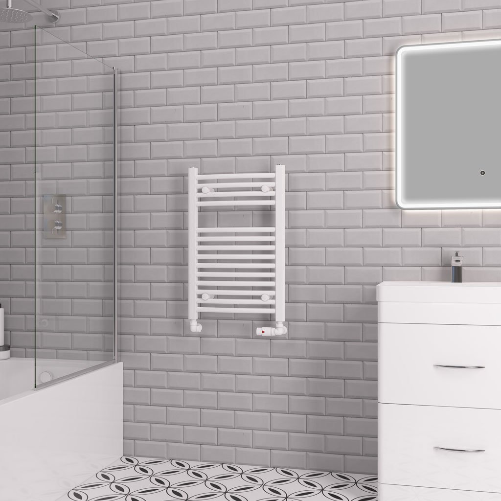 Eastbrook Biava Multirail Curved Heated Towel Rail – Gloss White - 688mm x 450mm