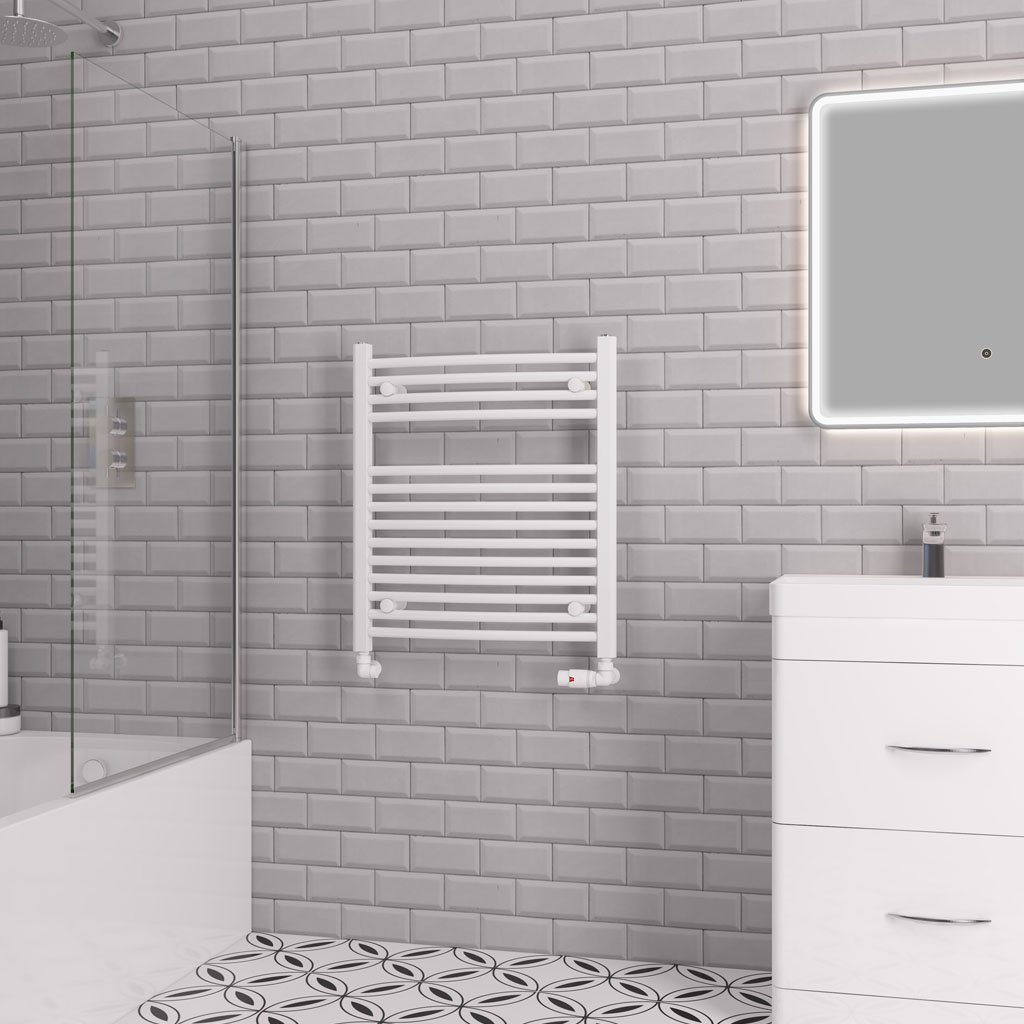 Eastbrook Biava Multirail Curved Heated Towel Rail – Gloss White - 688mm x 600mm