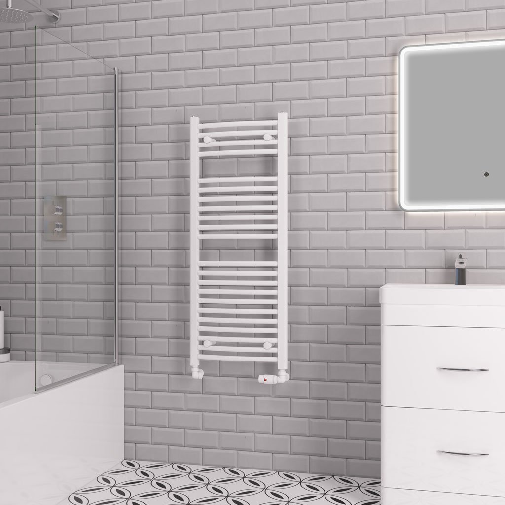 Eastbrook Biava Multirail Curved Heated Towel Rail – Gloss White - 1118mm x 450mm