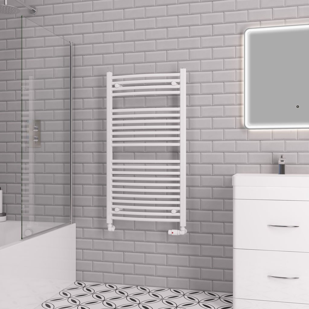 Eastbrook Biava Multirail Curved Heated Towel Rail – Gloss White - 1118mm x 600mm