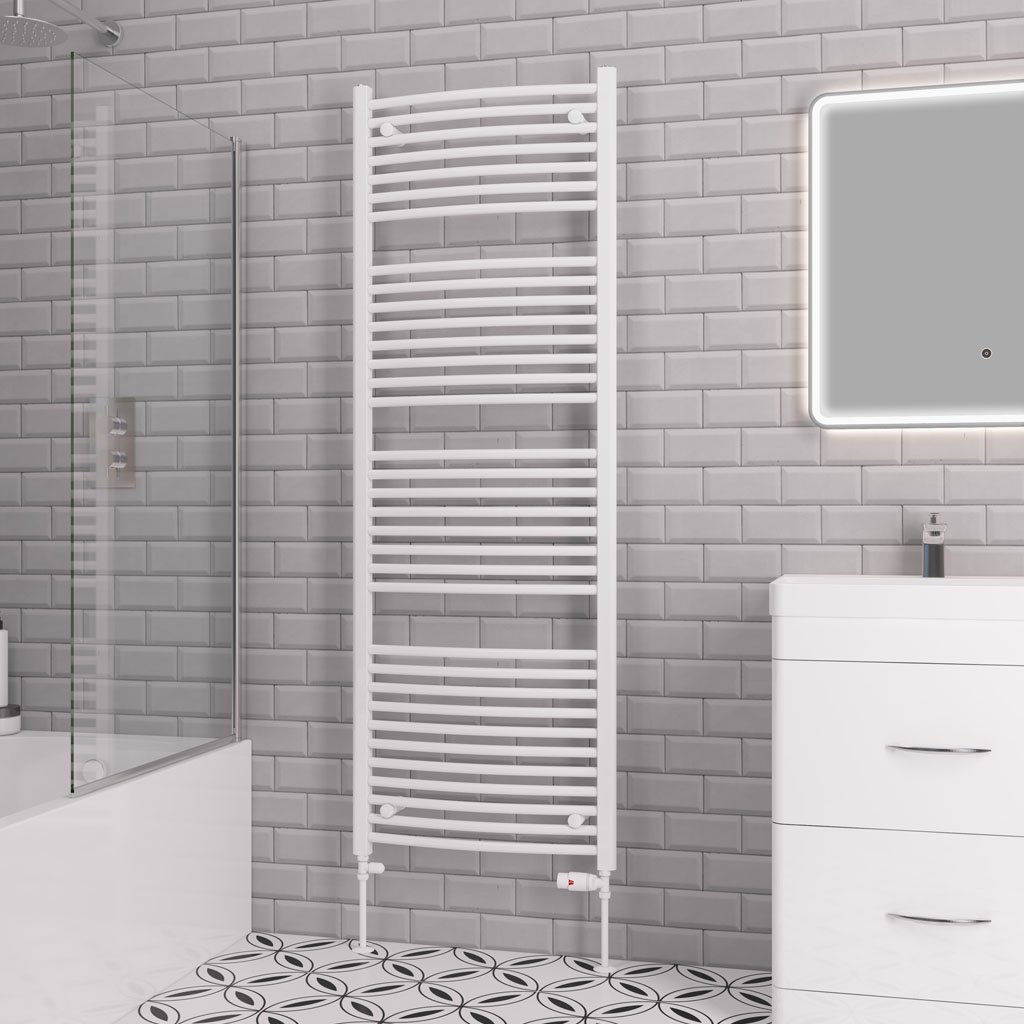 Eastbrook Biava Multirail Curved Heated Towel Rail – Gloss White - 1720mm x 600mm