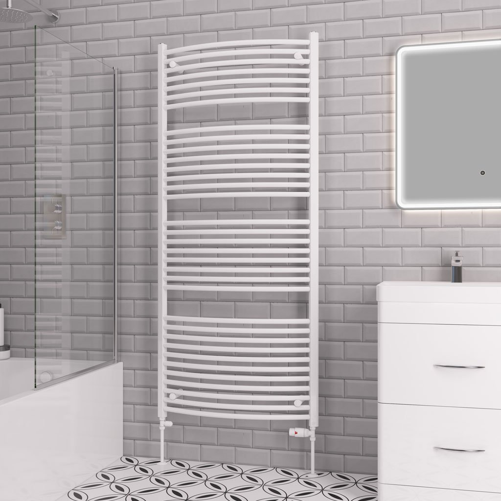 Eastbrook Biava Multirail Curved Heated Towel Rail – Gloss White - 1720mm x 750mm