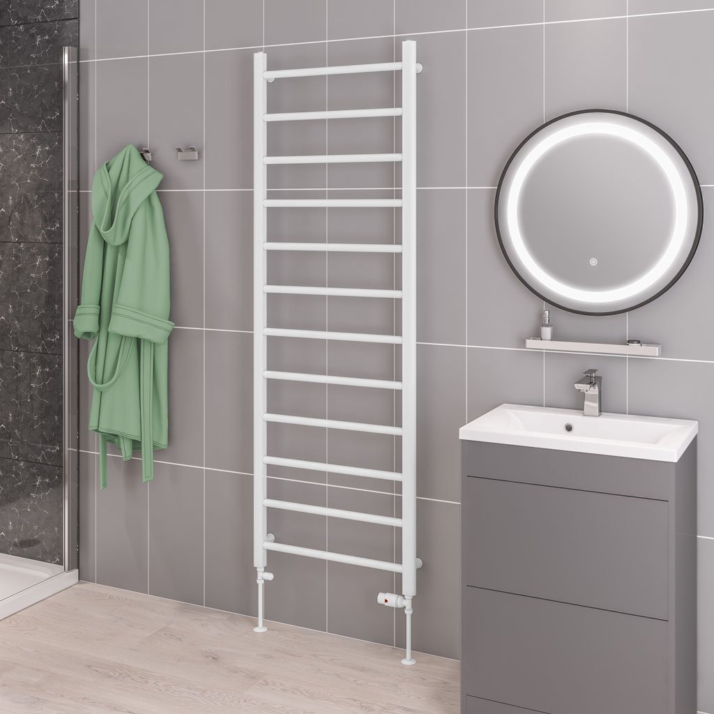Eastbrook Tuscan Multirail Straight Heated Towel Rail – Gloss White - 1750mm x 600mm