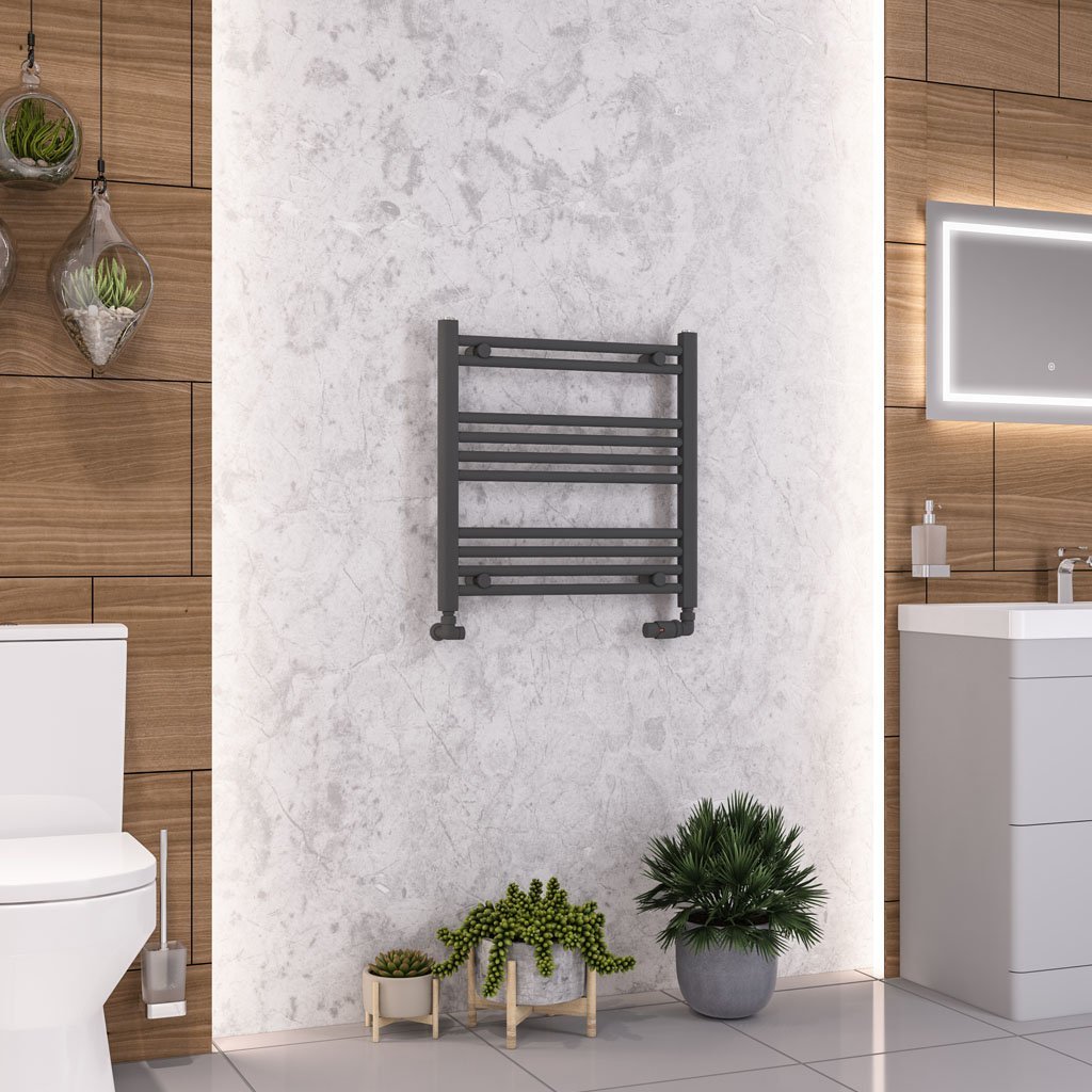 Eastbrook Wendover Straight Heated Towel Rail – Matt Anthracite - 600mm x 600mm