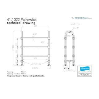 Eastbrook Painswick Vertical Traditional Heated Towel Rail - 778mm x 686mm - Chrome - Image 3